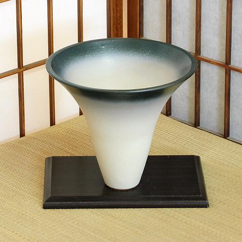 1点物 花器 白釉 ダークグレー ラッパ 生花 立花 池坊 生け花 数量限定