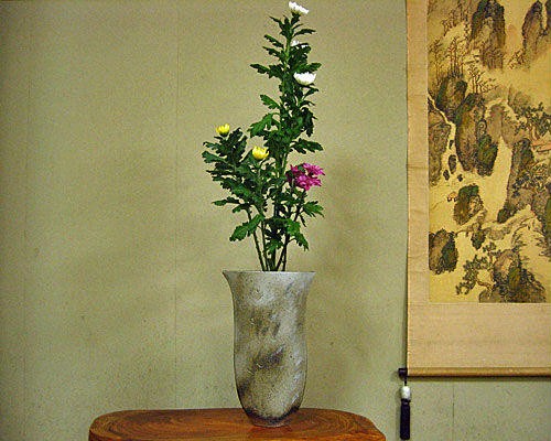 信楽焼 花器 茶ぼかし深掘り 立花 陶器 花瓶 生け花 和風 華道 池坊