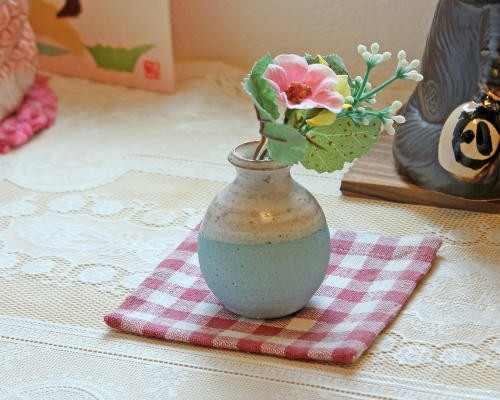 信楽焼 一輪挿し ブルーチタン ミニ 小さい 花瓶 陶器 おしゃれ 花入