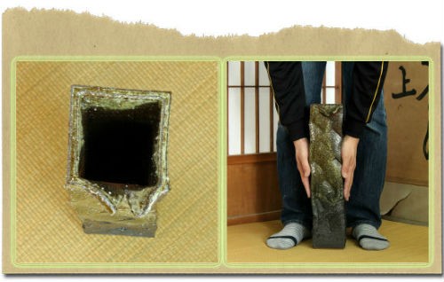 ポイント3倍]信楽焼 花器 古陶 ちぎり 角 陶器 花瓶 生け花 和風 華道