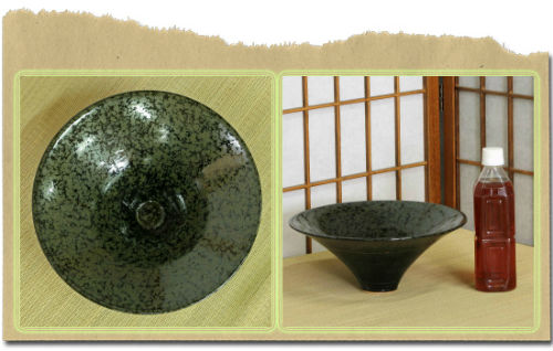 信楽焼 花器 黒 斑点 金線 深型 立花 陶器 在庫数限り 花瓶 生け花