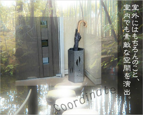 ポイント5倍]信楽焼 陶器 傘立て 白斑点ツートン透かし六角 傘たて
