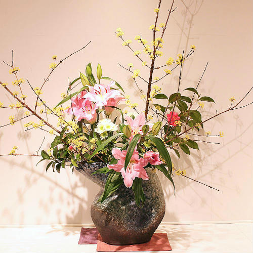 信楽焼 花瓶 花器 華道 池坊 嵯峨御流 窯変 曲げ 陶器 生け花 和風