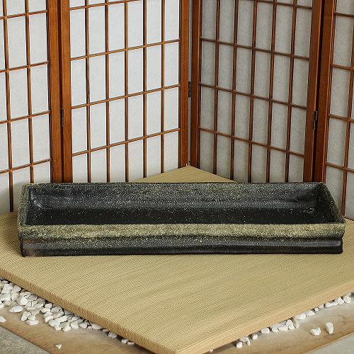 1点物 水盤 茶 ぼかし 袖師 長角 25号 花器 池坊 生け花 数量限定 和風