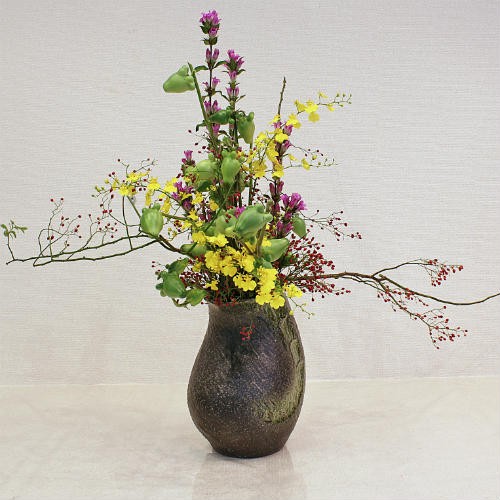 信楽焼 花瓶 花器 華道 池坊 嵯峨御流 緑釉 しずく 陶器 生け花