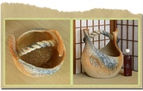 信楽焼 花瓶 花器 華道 池坊 嵯峨御流 窯変 手付 陶器 生け花