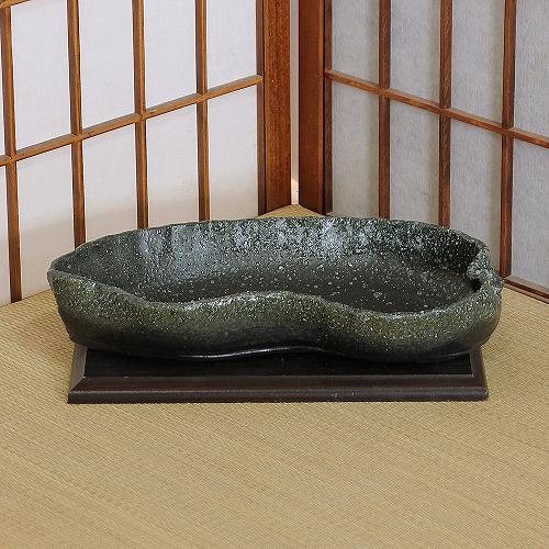 1点物 水盤 灰 ぼかし 葉型 11号 花器 池坊 生け花 数量限定 和風 洋風