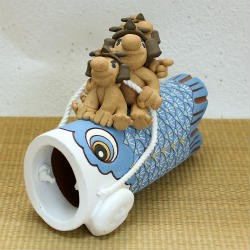 信楽焼 鯉のぼり青 特大 おしゃれ 5月人形 置物 端午の節句 五月人形