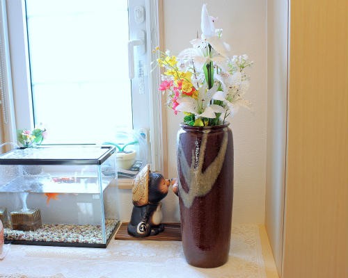 信楽焼 花瓶 アメ釉 白掛け 11号 おしゃれ 一輪挿し 花入 陶器 花びん