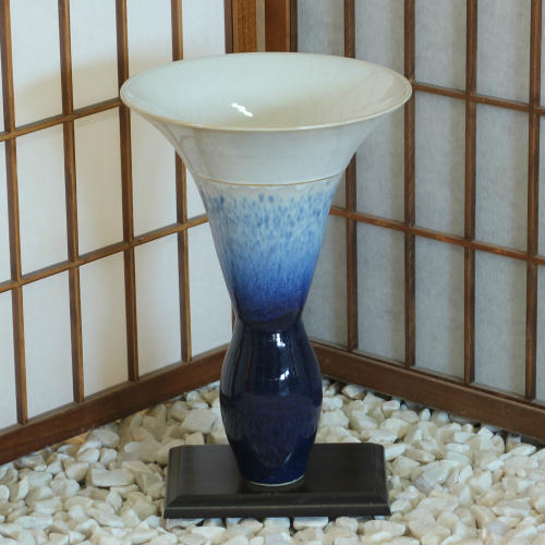 信楽焼 花器 白 アイビー 掛分 金線 立花 陶器 花瓶 生け花 和風 華道