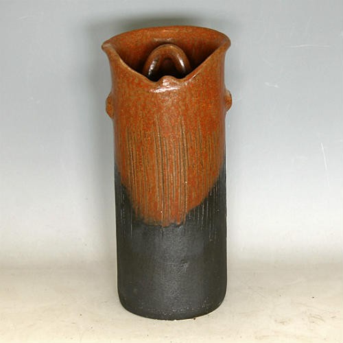 1点物 花器 茶窯変 手付き 寸胴 池坊 生け花 数量限定 和風 洋風 華道
