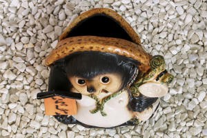 ポイント5倍][名入れ]信楽焼 狸 傘立て 表札 たぬきの傘たて 13号
