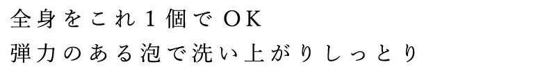 全身これ1個でOK。弾力のある泡で洗い上がりしっとり