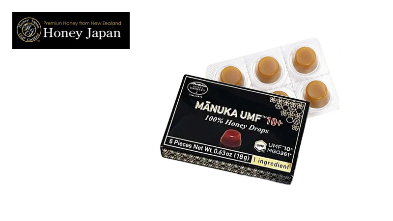 【ハニージャパン】100％マヌカハニー ハニードロップレットUMF10+(のど飴)　18g(6粒)