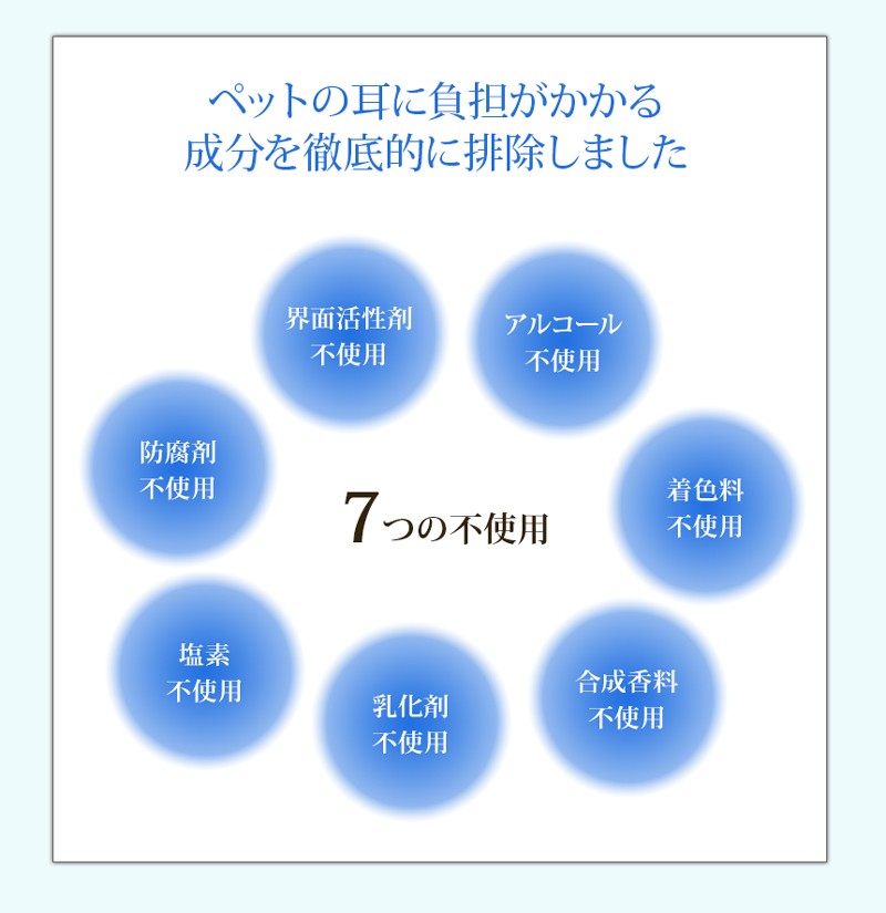 7つの安心　アルコール　界面活性剤　塩素　防腐剤　不使用