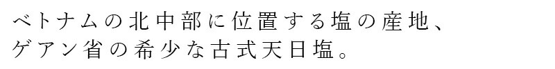 ベトナムの北中部に位置する塩の産地、ゲアン省の希少な古式天日塩。