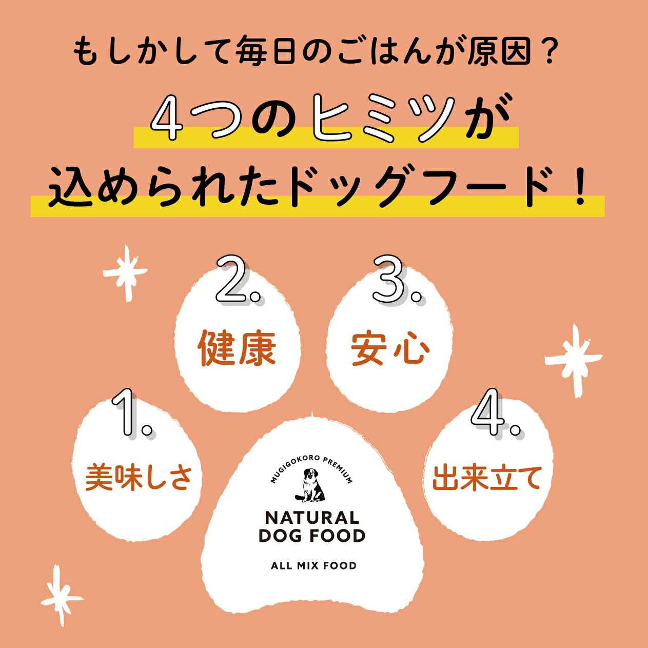 オーガニック ドッグフード むぎごころの無添加ドッグフード 1kg 無