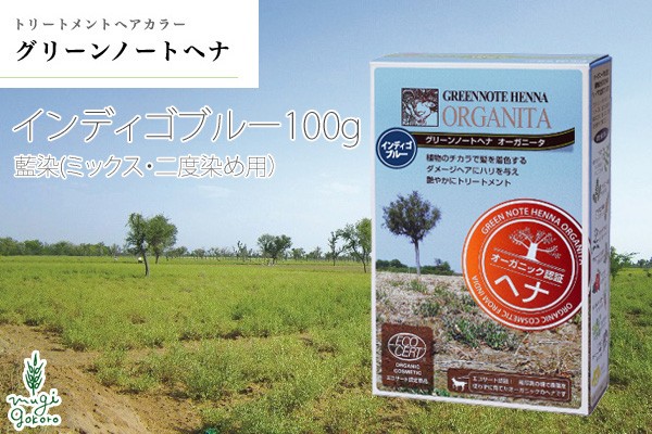 【グリーンノート　ヘナ オーガニタ　インディゴブルー】100％植物原料のヘアカラー