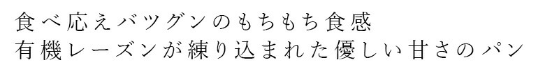 食べ応えバツグンのもちもち食感 有機レーズンが練り込まれた優しい甘さのパン
