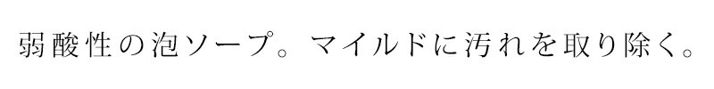 弱酸性の泡ソープ。マイルドに汚れを取り除く