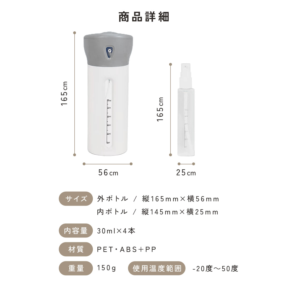 トラベルボトル 4in1 詰め替えボトル 詰め替え スプレー ポンプ 小分け