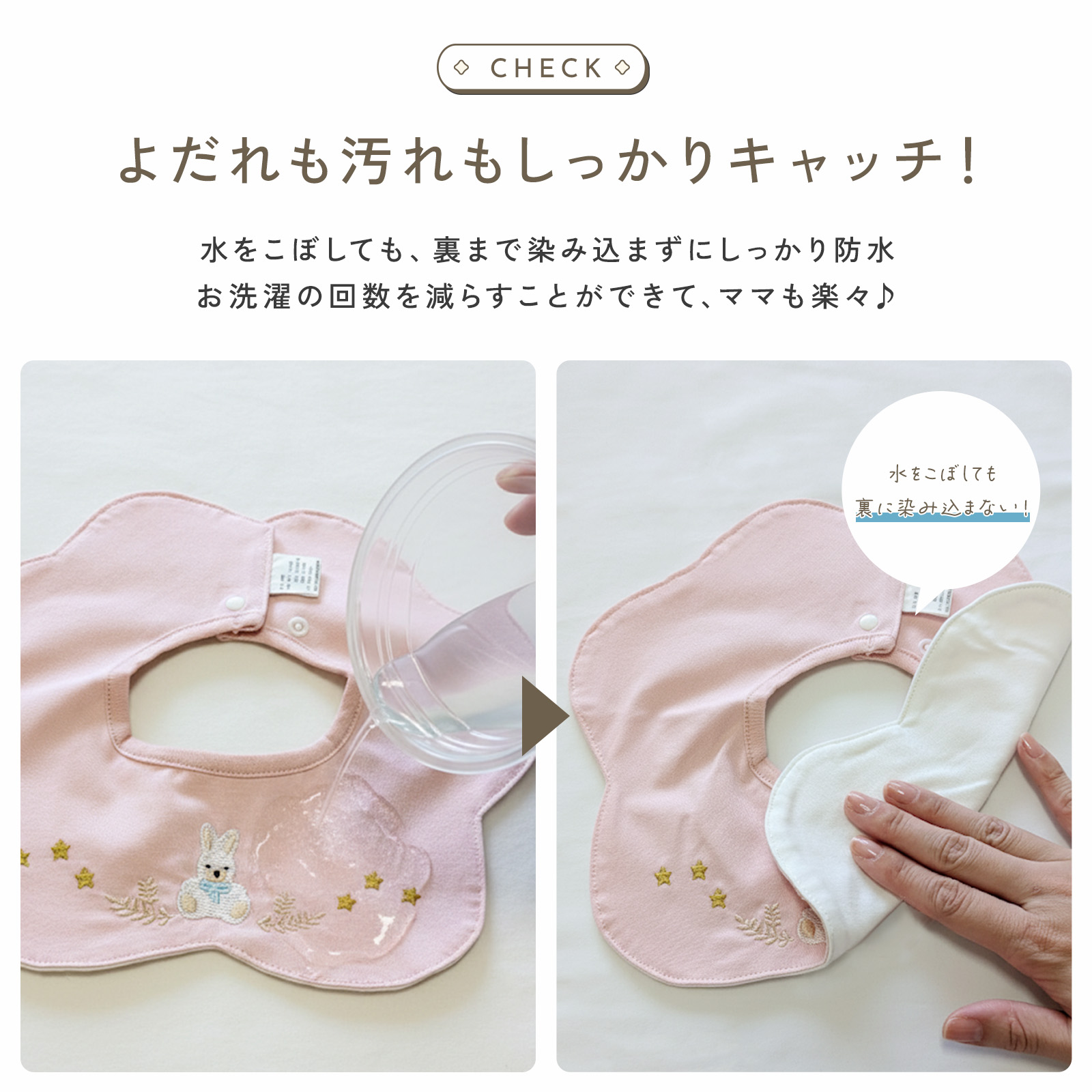ベビー スタイ よだれかけ 360度回転 3枚セット ビブ お食い初め 新生児 赤ちゃん 離乳食 エプロン 防水 綿100% コットン 可愛い 関連画像4