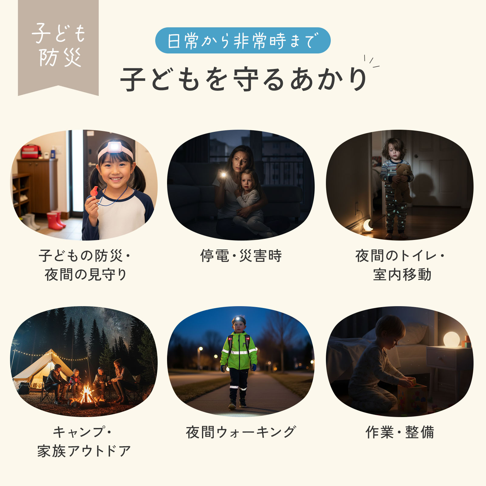 LEDヘッドライト 防災用 充電式 軽量63g マグネット付き 生活防水