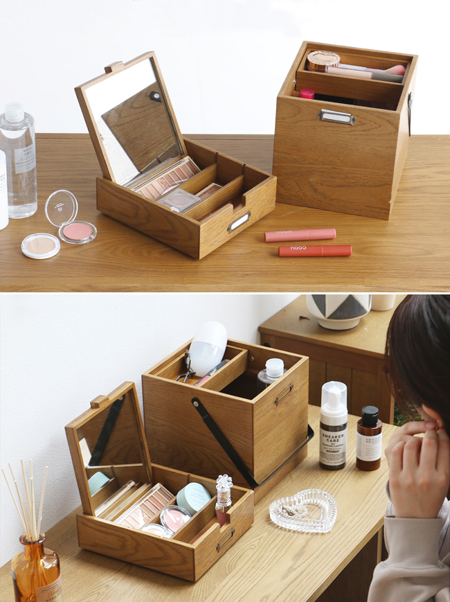 メイクボックス　木製　Wooden Cosme Box Wooden Cosme Box ヴィンテージナチュラル | こどもと暮らし