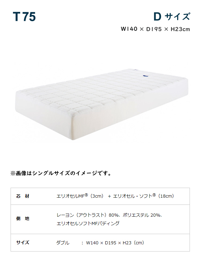 magniflex マニフレックス T75 D ダブル 腰痛 マットレス 高反発 ノン