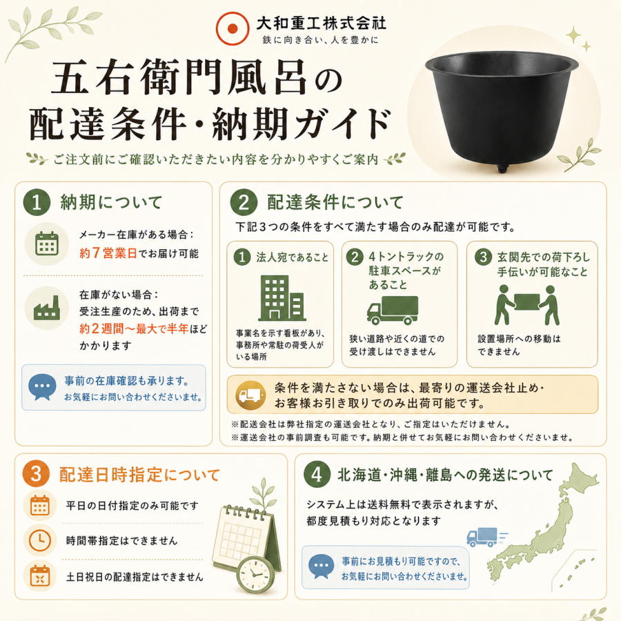 大和重工 湯牧民 Roten 露天 デラックスタイプ 五右衛門風呂 鋳鉄製 薪