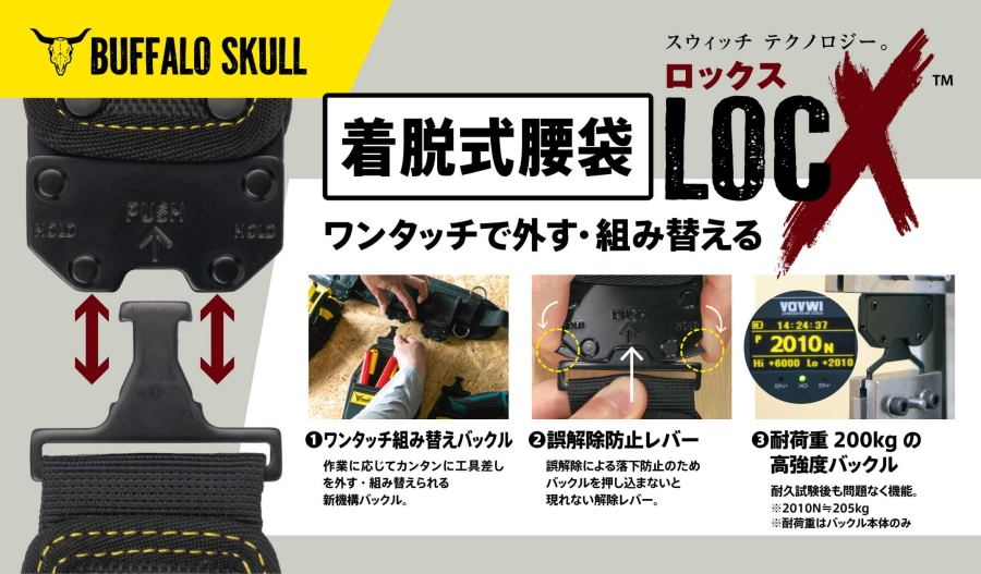 ツノダ TSUNODA 着脱式腰袋 LOCX ペンチ差し 2段 LX-CP2B ワンタッチ