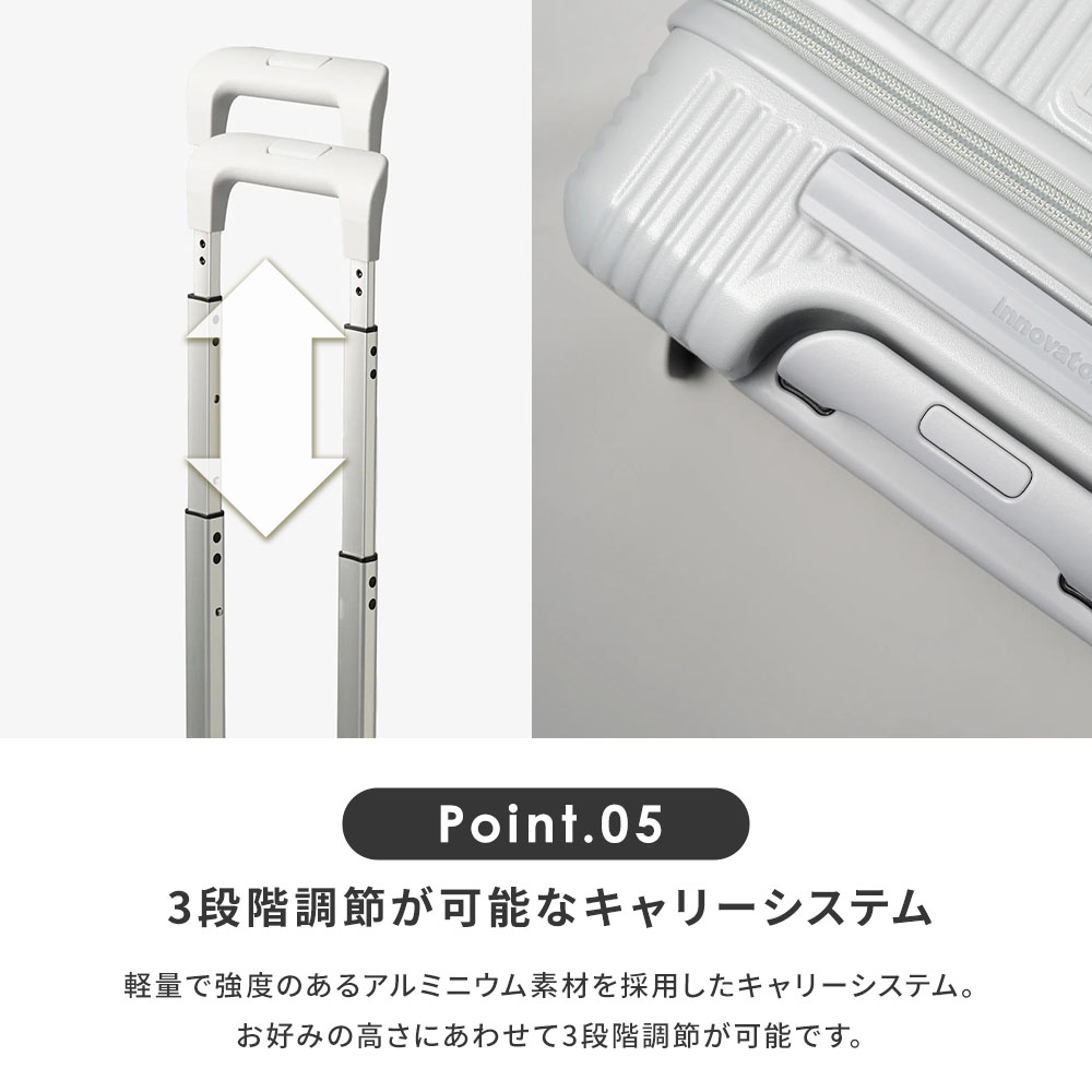 正規品 イノベーター スーツケース Mサイズ フロントオープン キャリーバッグ キャリーケース 45L ストッパー メンズ レディース 軽量 大容量 ブランド 関連画像5