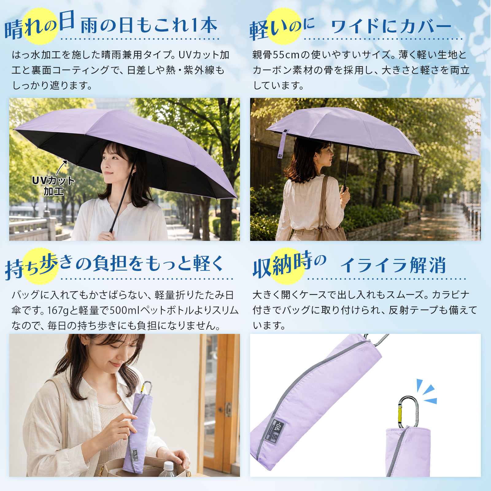 0＆（ゼロアンド） 正規品 日傘 折りたたみ 遮光 遮熱 晴雨兼用