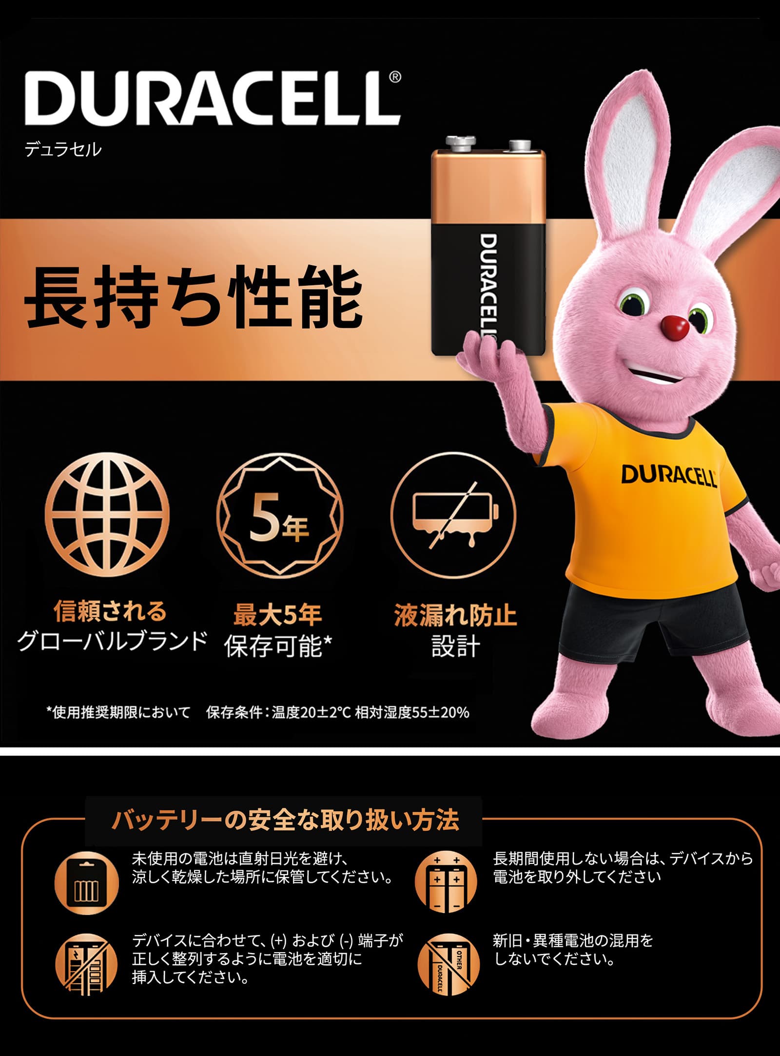 DURACELL（デュラセル） 公式販売店 アルカリ 乾電池 9V形 6本入り