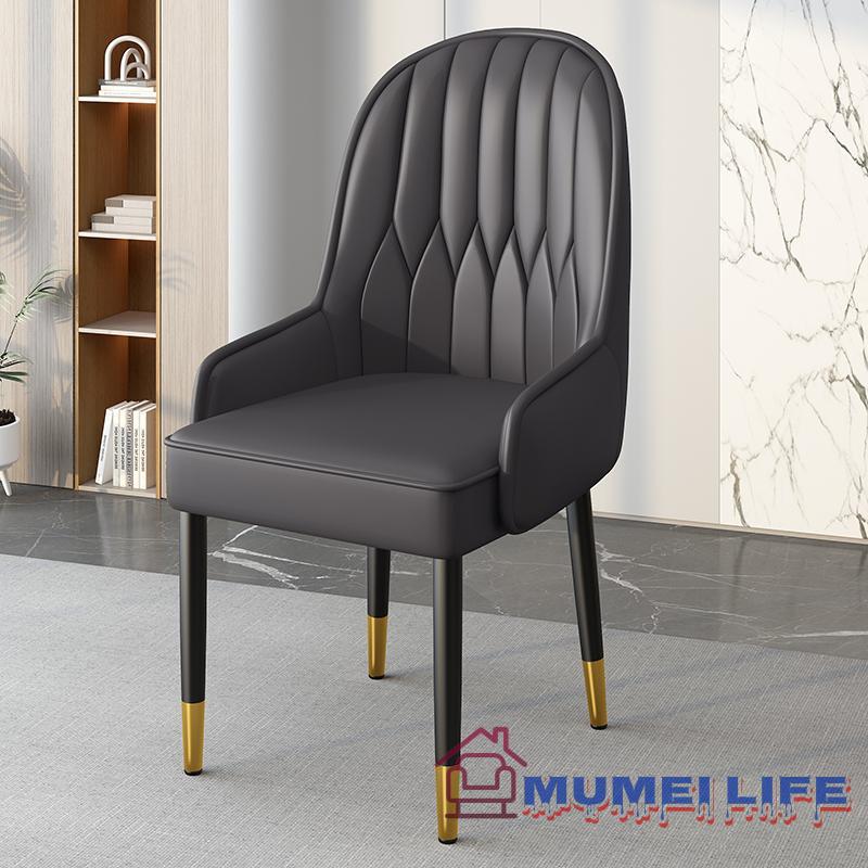 ダイニングチェア モダンダイニングチェア4脚セット金属脚付き防水PUレザーキッチンチェアハイバックパッド入りソフトシートリビングルームチェア (色 : Ivory