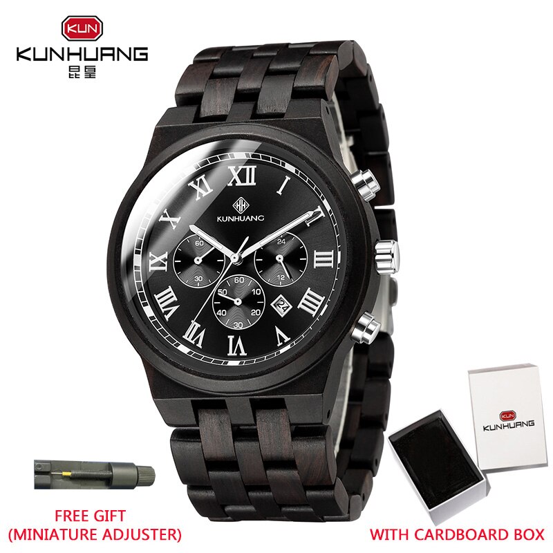 腕時計 メンズ 木製 40代 20代 Kunhuang おしゃれ 安い 防水｜mumumu-yh｜05
