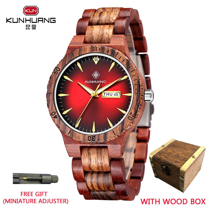 腕時計 メンズ 木製 40代 20代 Kunhuang おしゃれ 安い 防水