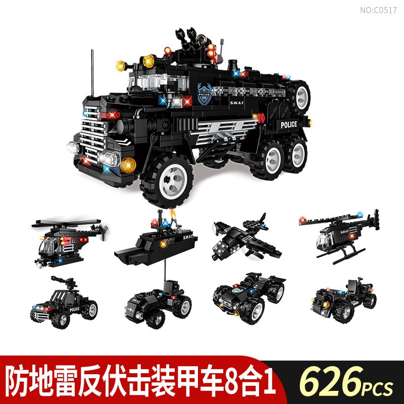 レゴ SWAT 警察 ヘリコプター トラック 乗り物  互換 箱無｜mumumu-yh｜11
