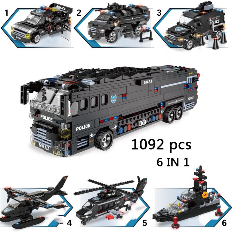 レゴ SWAT 警察 ヘリコプター トラック 乗り物  互換 箱無｜mumumu-yh｜13