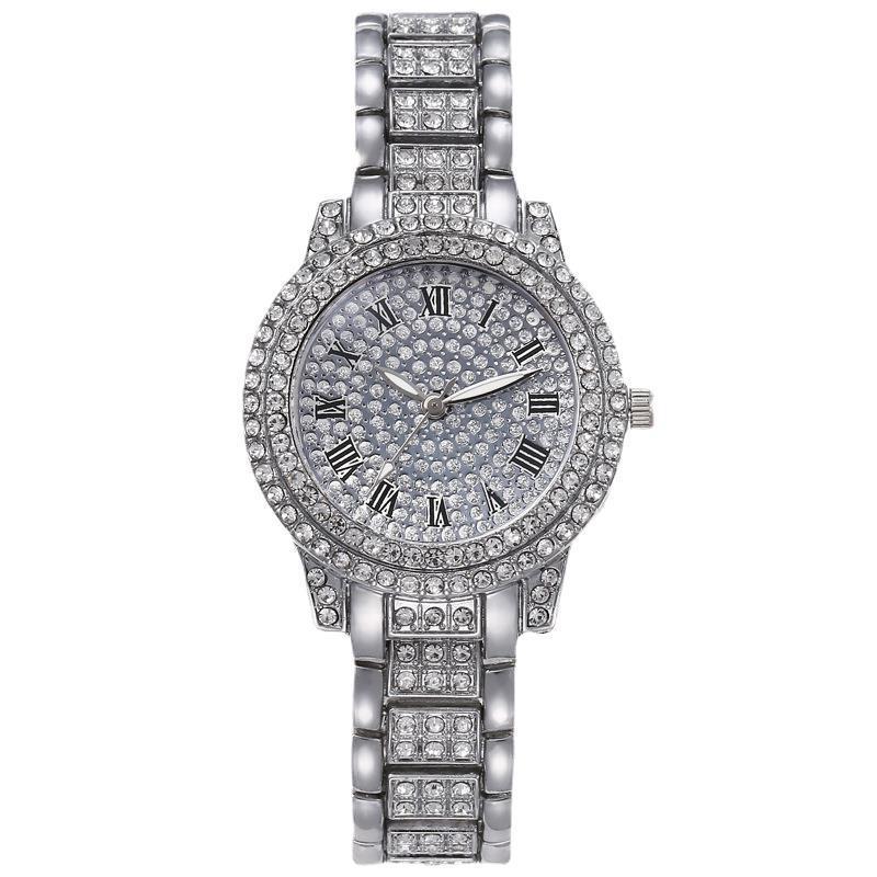 女性のための高級ダイヤモンドスチールブレスレット、女性の腕時計、クォーツ、ピンクゴールド、光沢のあるクリスタル｜mumumu-yh｜04