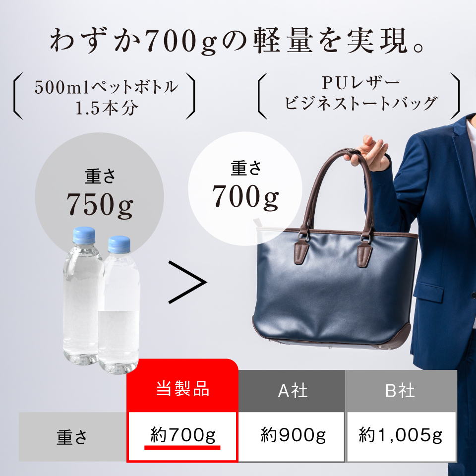 MURA（ムラ） メンズ ビジネスバッグ ビジネストート PU 軽量 大容量