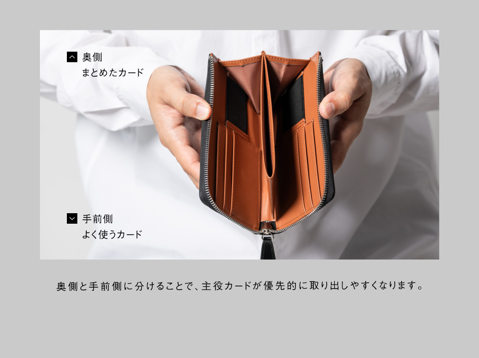 9760 コードバン調スプリットレザー カーボンレザー ゴムカードポケット 長財布 MURA