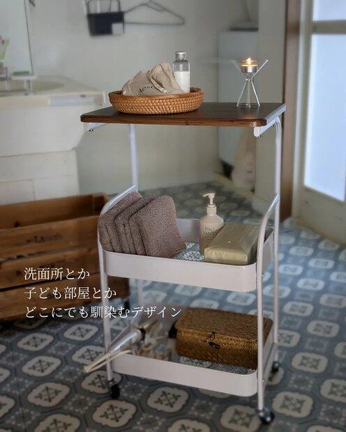 木製キッチンワゴン 2段棚付き キッチンワゴン 2段 天板付き キャスター付き スリム 隙間収納 収納