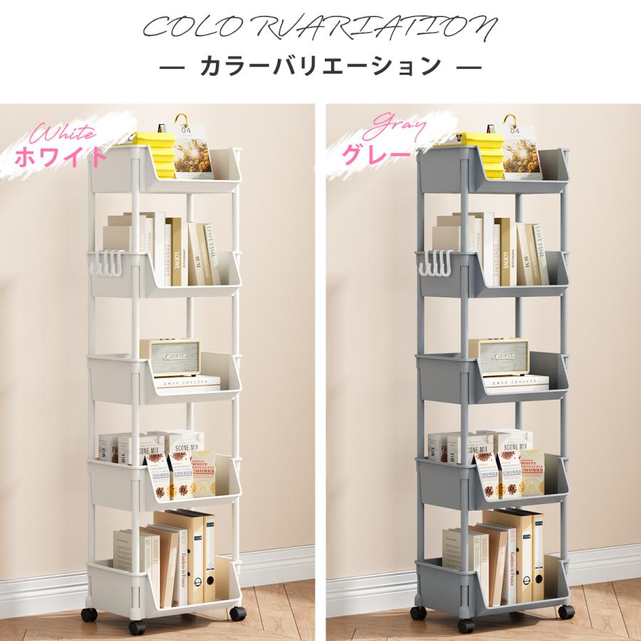 収納ワゴン キャスター付き 2段 3段 4段 スリムワゴン 段数調整可能 大