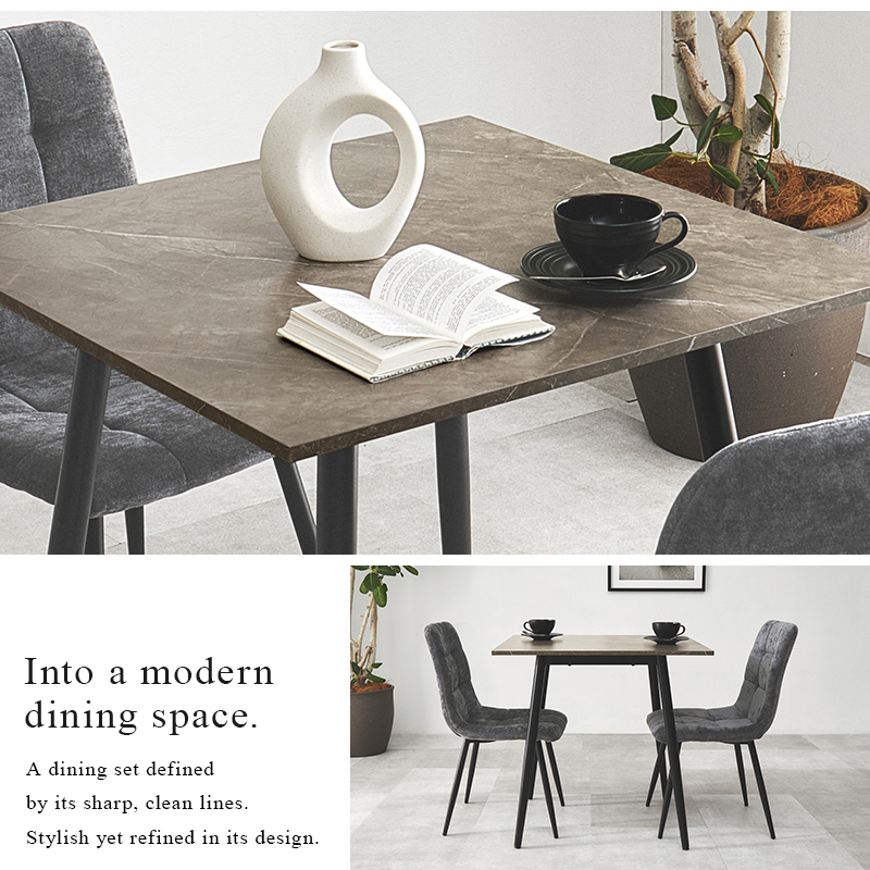 ダイニングテーブル 正方形 75×75 ダイニング テーブル 食卓テーブル 2人用 2人 大理石調 モダン モノトーン セラミック風 食卓 デスク 机 BT-8540 q7439