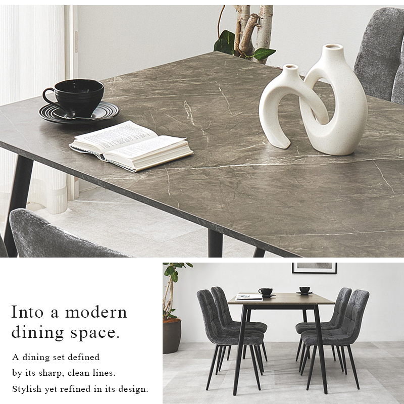 ダイニングテーブル 長方形 120×80 ダイニング テーブル 食卓テーブル 2人用 2人 大理石調 モダン モノトーン セラミック風 食卓 デスク 机 BT-8541 q7430