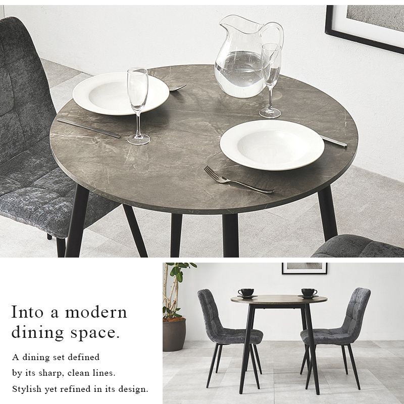 ダイニングテーブル 丸 直径80 天板80×80 ダイニング テーブル 丸型 食卓テーブル 2人用 2人 円 大理石調 モダン モノトーン セラミック風 食卓 デスク 机 BT-8542 q7431