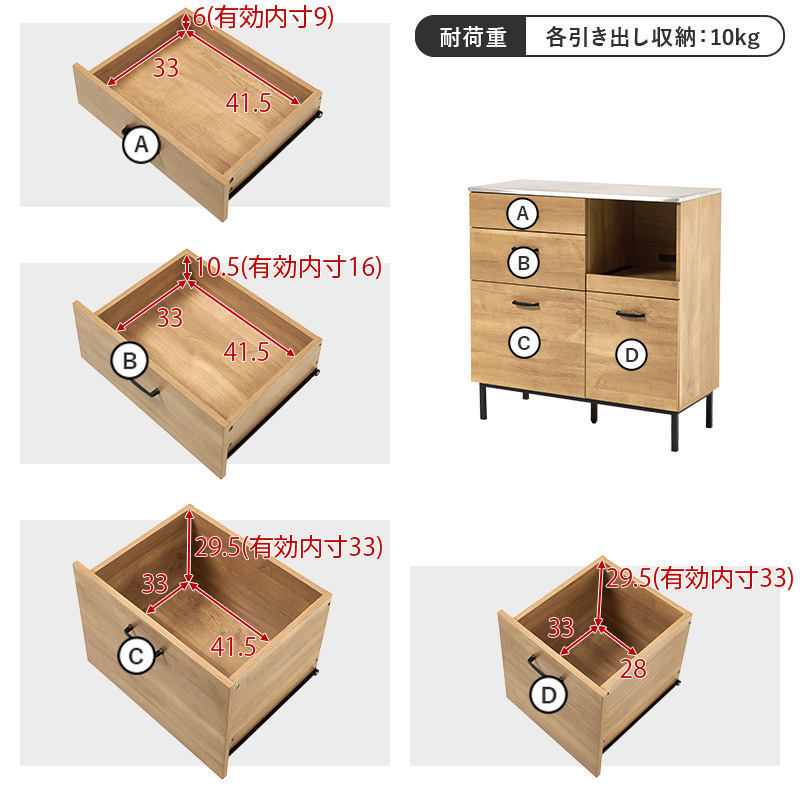 キッチンカウンター 幅85 ステンレス天板 間仕切り キッチンキャビネット キッチンボード カップボード 食器棚 レンジ台 キッチンラック 収納 CKC-7160 q6059