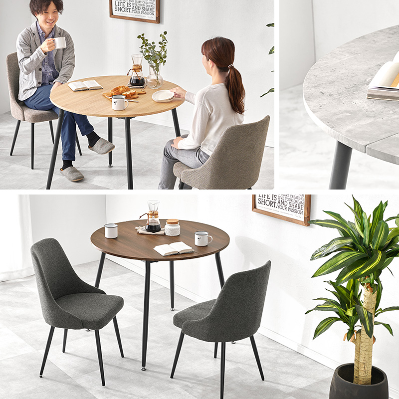 ダイニングテーブル 丸 90 丸型 単品 テーブル 机 円卓 食卓テーブル おしゃれ カフェテーブル ダイニング 木目調 コンクリート調 丸テーブル アイアン LT-4856 q3745 Tino ティノ 
