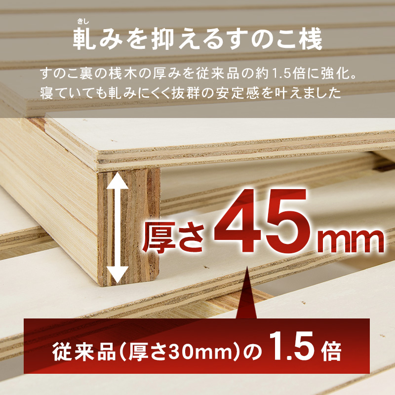 ベッドフレーム セミダブル SD ミドルベッド 脚高 頑丈すのこベッド 高さ3段階 コンセント 耐荷重350kg 天然木 ベッド下収納 大容量 MB-5166SD